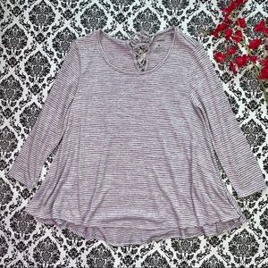 Sonoma | Light Purple & White Striped Blouse